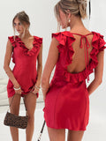 Butacup Frill Mini Dress Red