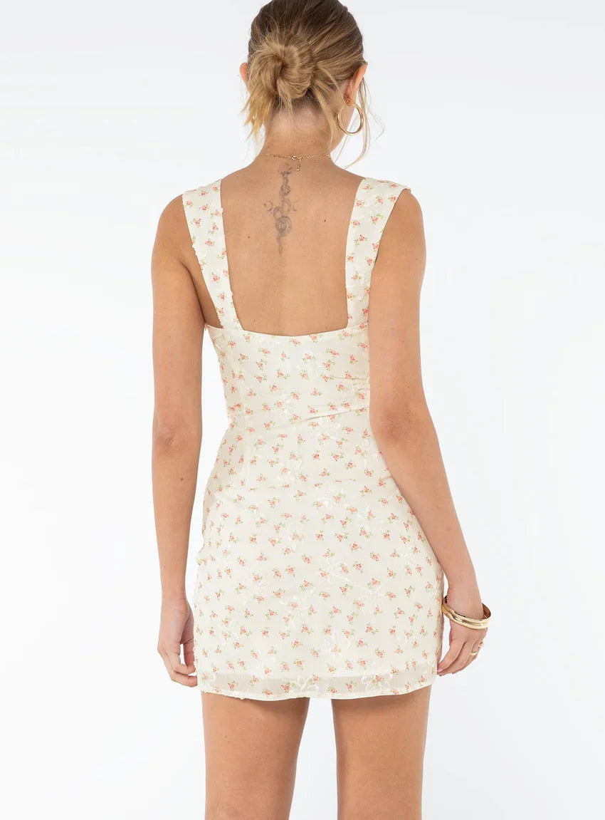 Posito Mini Dress White Floral