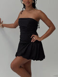 Glamour Girl Strapless Bubble Hem Mini Dress Black