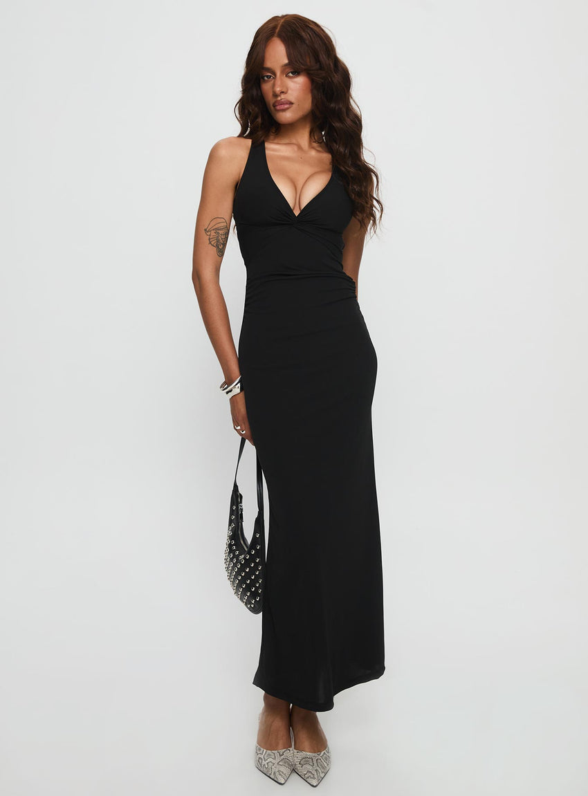 Mesmerise Halter Maxi Dress Black
