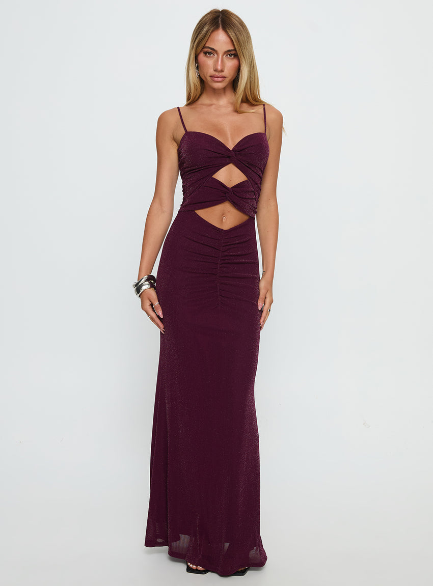 Amilya Cut Out Maxi Dress Plum