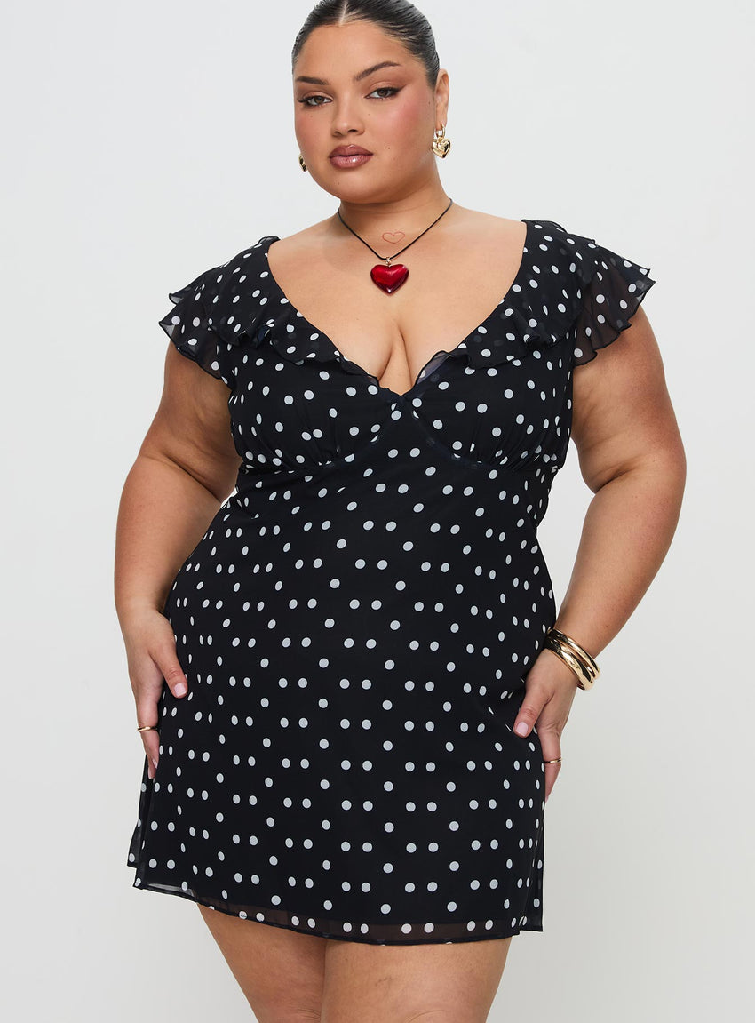I Guess So Mini Dress Black Polka Dot