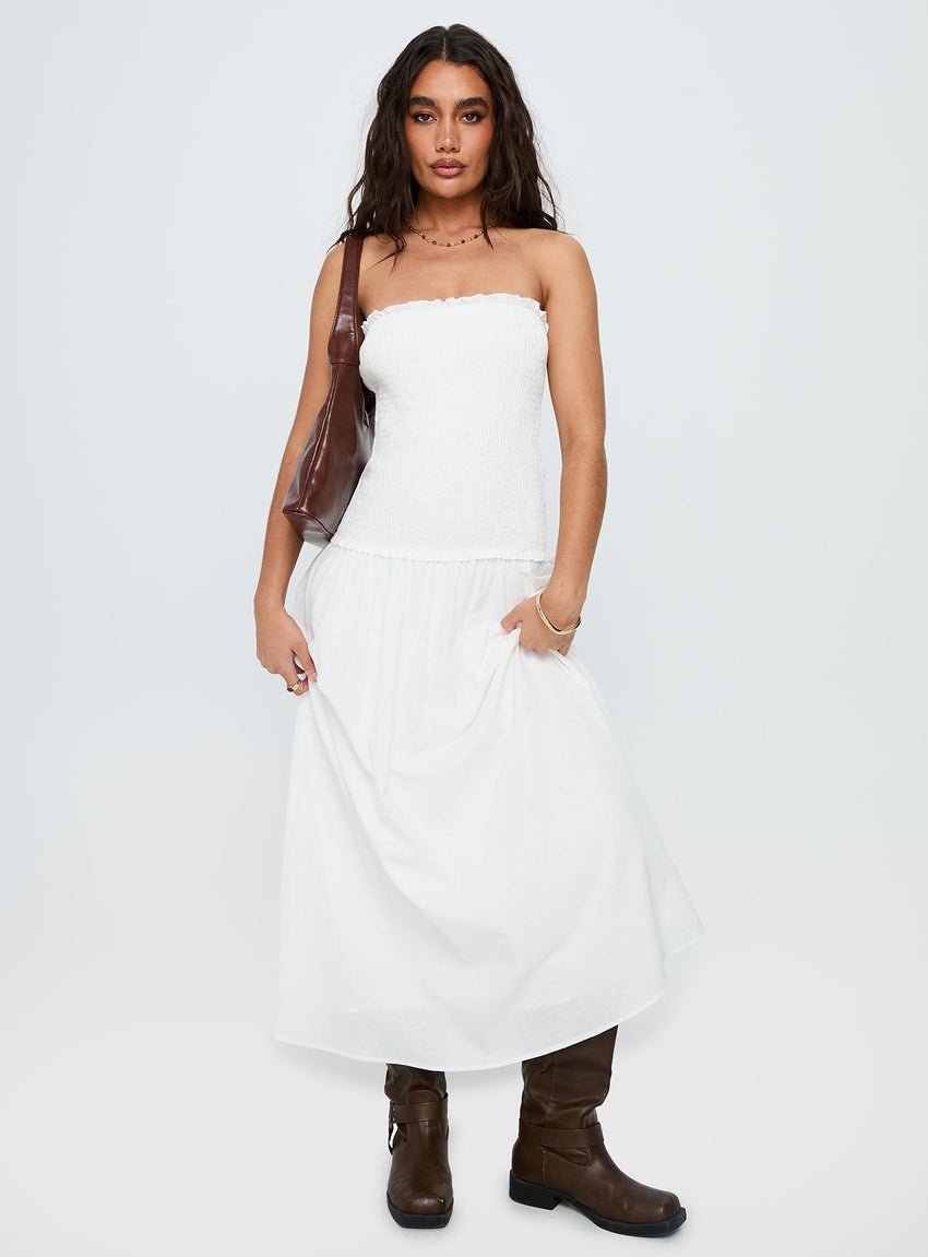 Tinsie Strapless Maxi Dress White