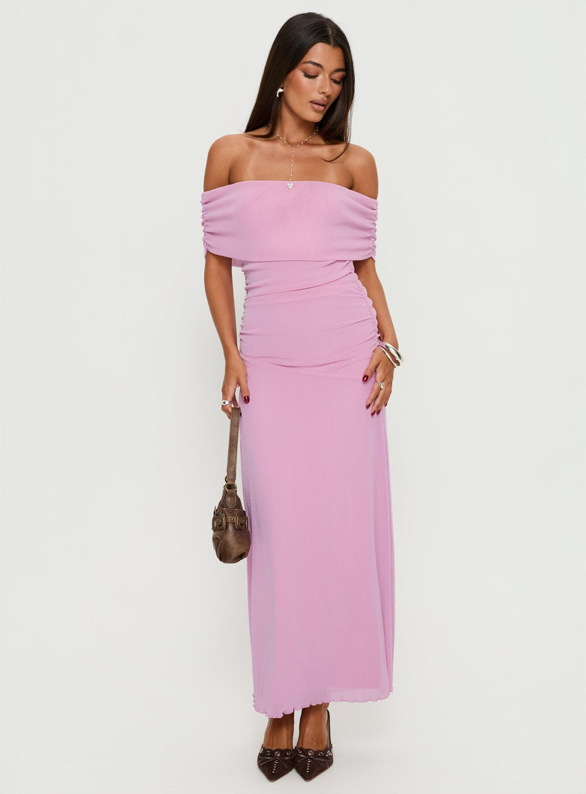 Penelopa Off Shoulder Maxi Dress Pink