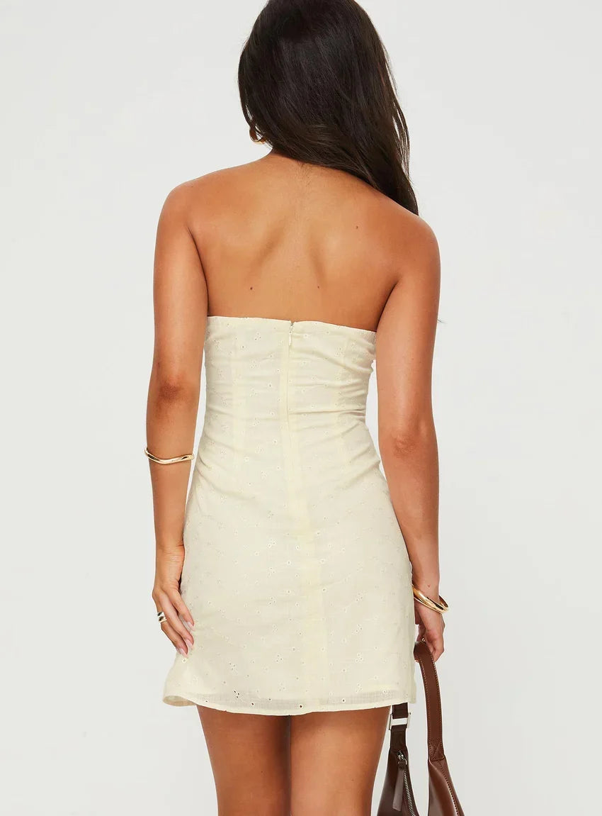 Malena Strapless Mini Dress Lemon