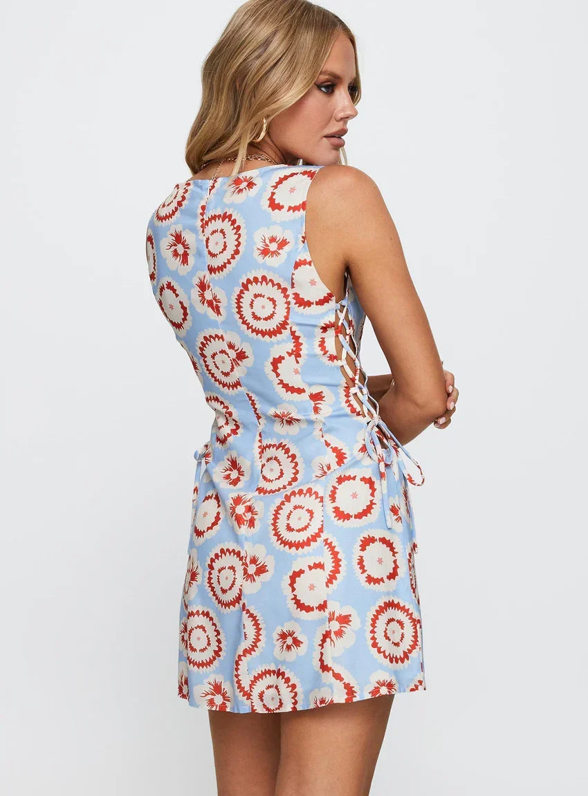 Earlie Mini Dress Blue / Red