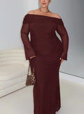 Consideration Long Sleeve Maxi Dress Chocolate Curve