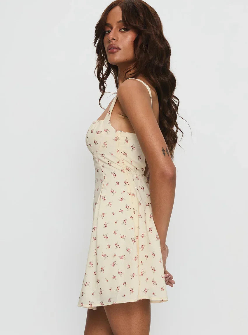 Xanthus Mini Dress Yellow Floral