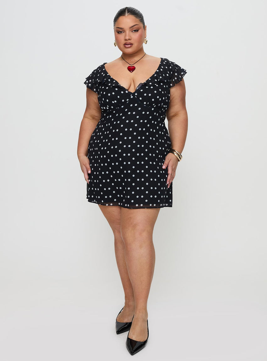 I Guess So Mini Dress Black Polka Dot