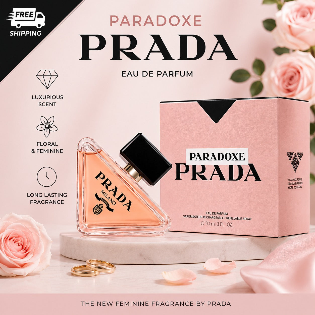 Prada Paradoxe Eau De Parfum For Women – Long Lasting Floral Luxury Fragrance