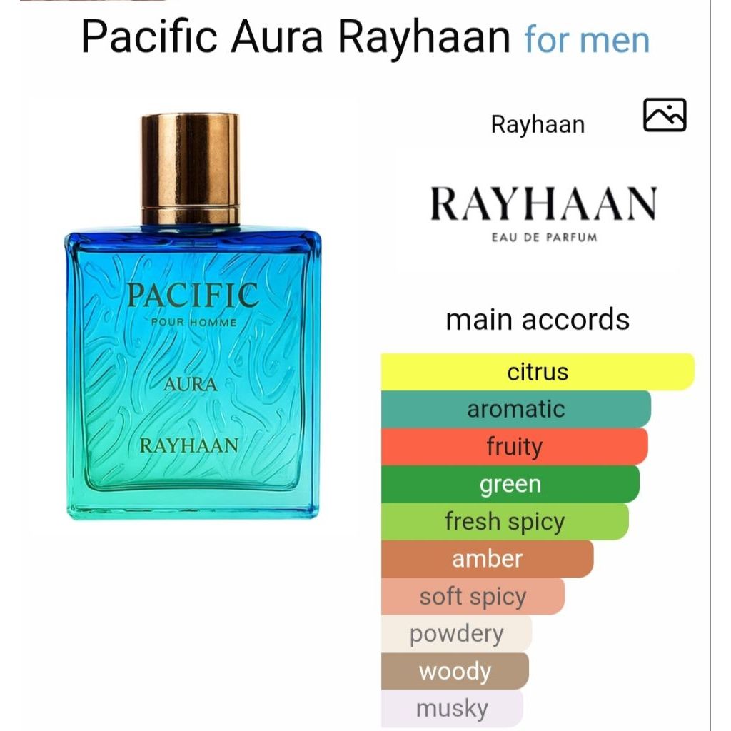 Rayhaan Pacific Aura EDP 3.4 oz – Men's Fresh Aquatic Cologne 100ml