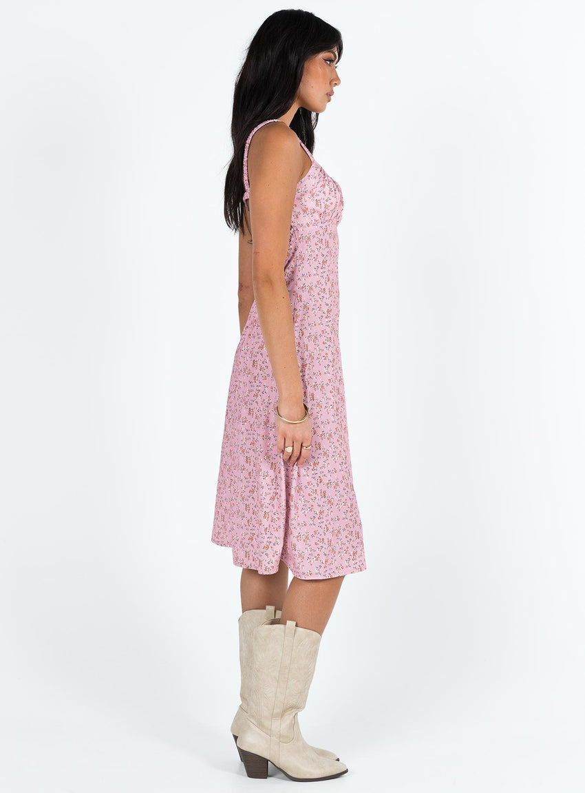 Georgia Midi Dress Pink Floral