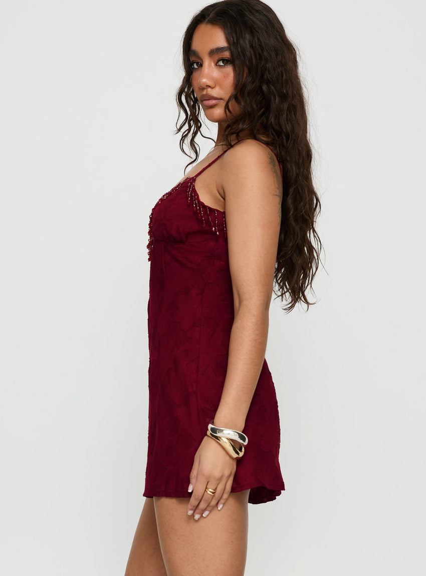 Tanisha Drop Neckline Mini Dress Red