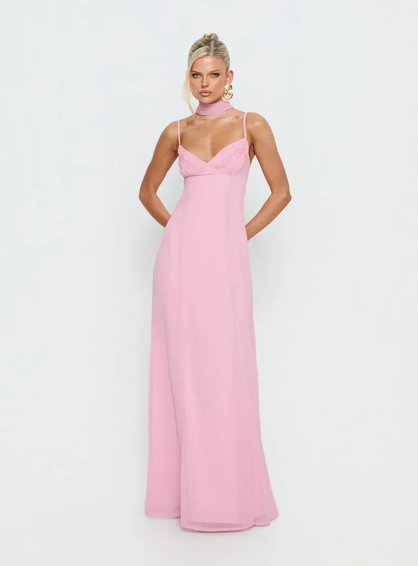 Jadira Scarf Maxi Dress Light Pink