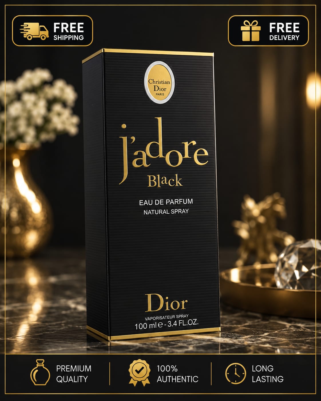 J’adore Black Eau de Parfum Spray for Women – 100ml / 3.4 fl oz