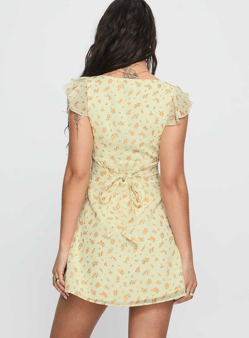 I Guess So Mini Dress Yellow Multi