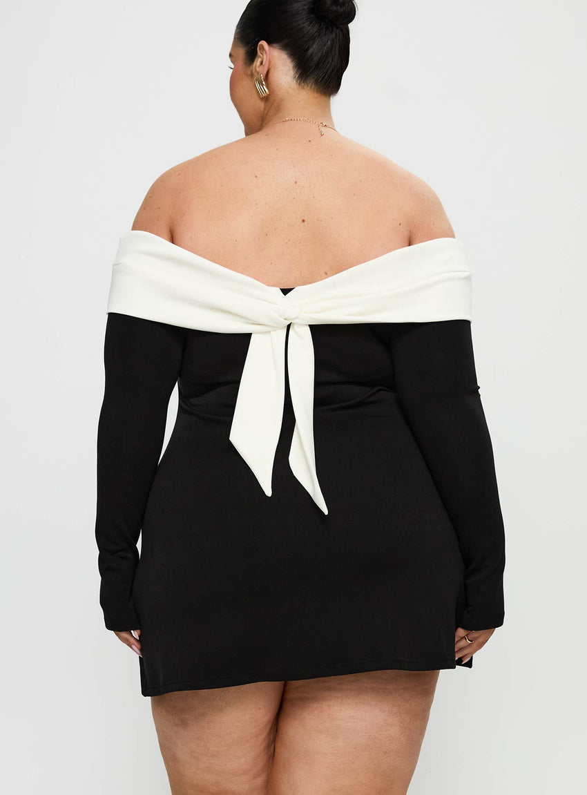 Distractions Off Shoulder Long Sleeve Mini Dress Multi Curve
