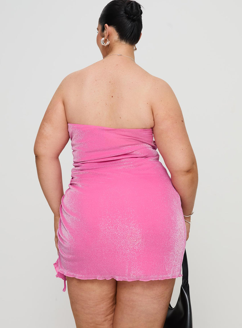 Donelli Strapless Mini Dress Pink Curve