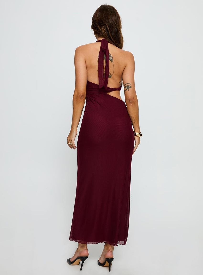 Novalee Keyhole Maxi Dress Burgundy