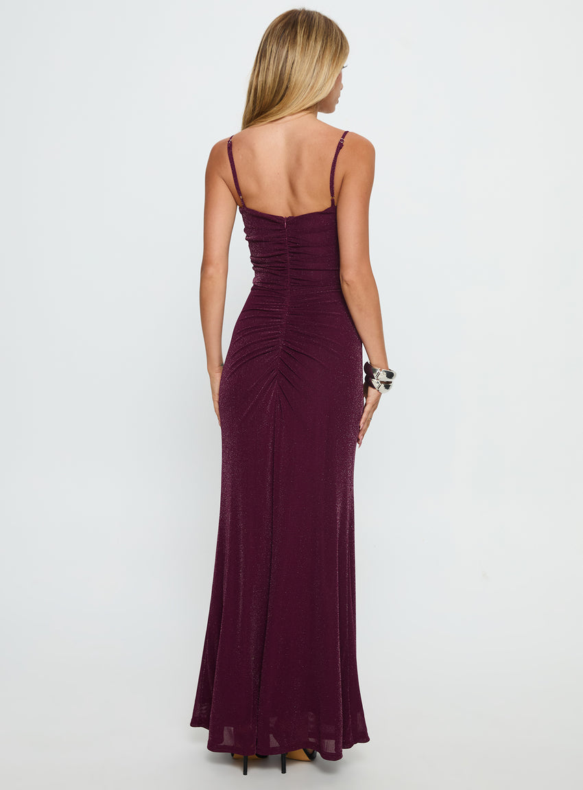 Amilya Cut Out Maxi Dress Plum