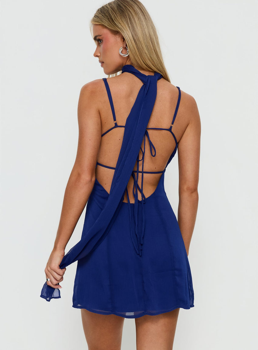 Jadira Scarf Mini Dress Navy