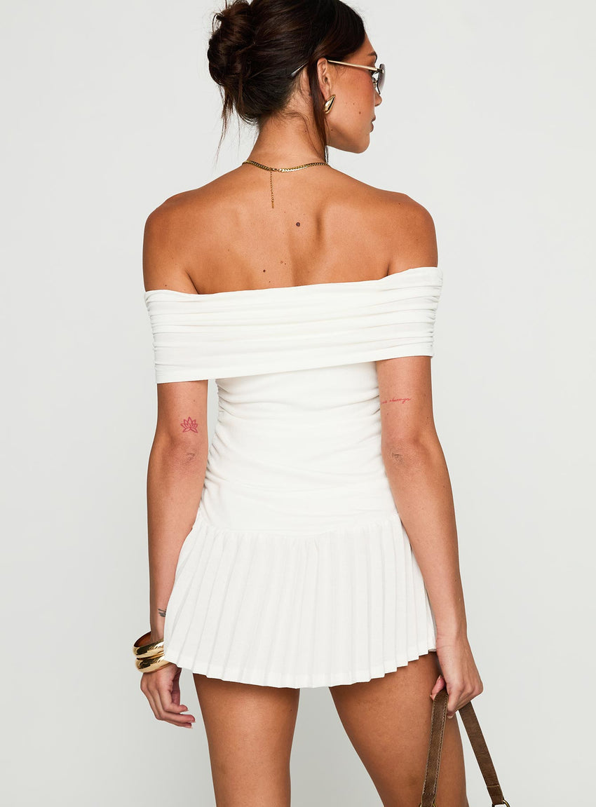 Lucianne Off The Shoulder Mini Dress White
