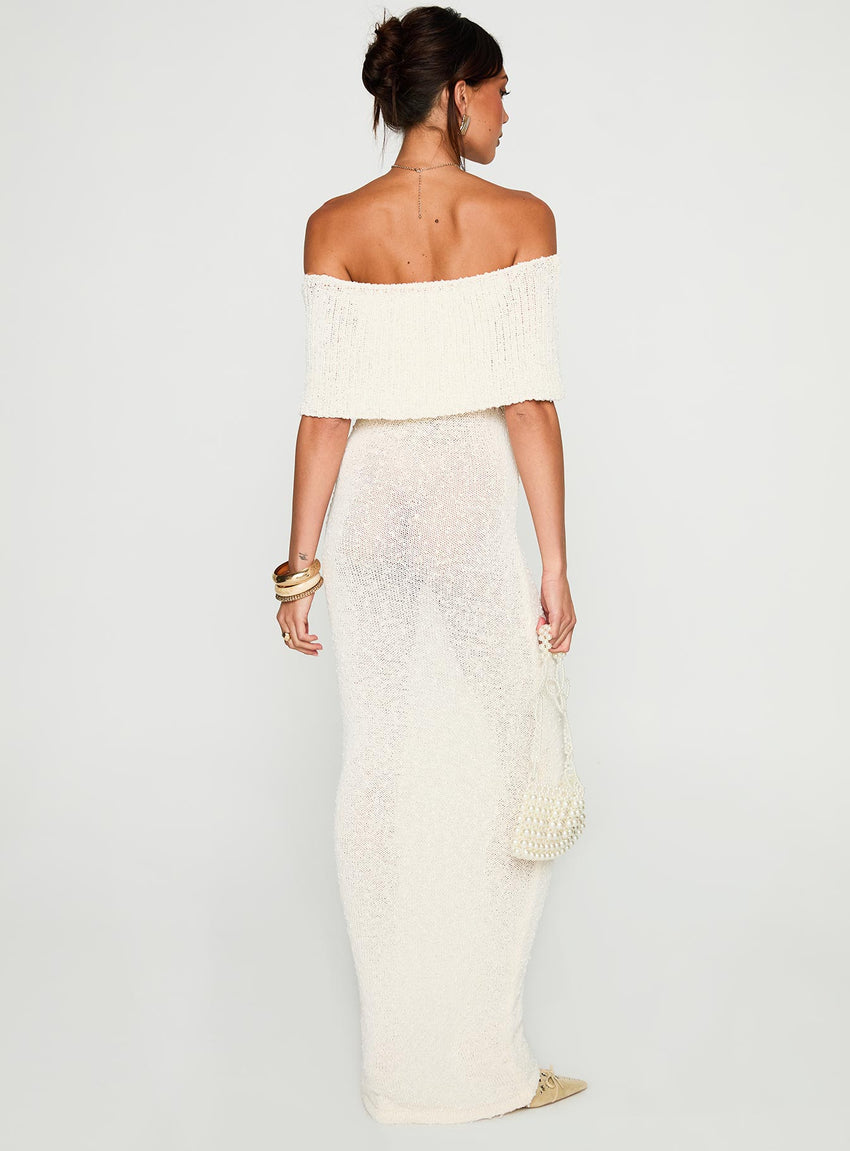 Nixen Strapless Knit Maxi Dress Cream