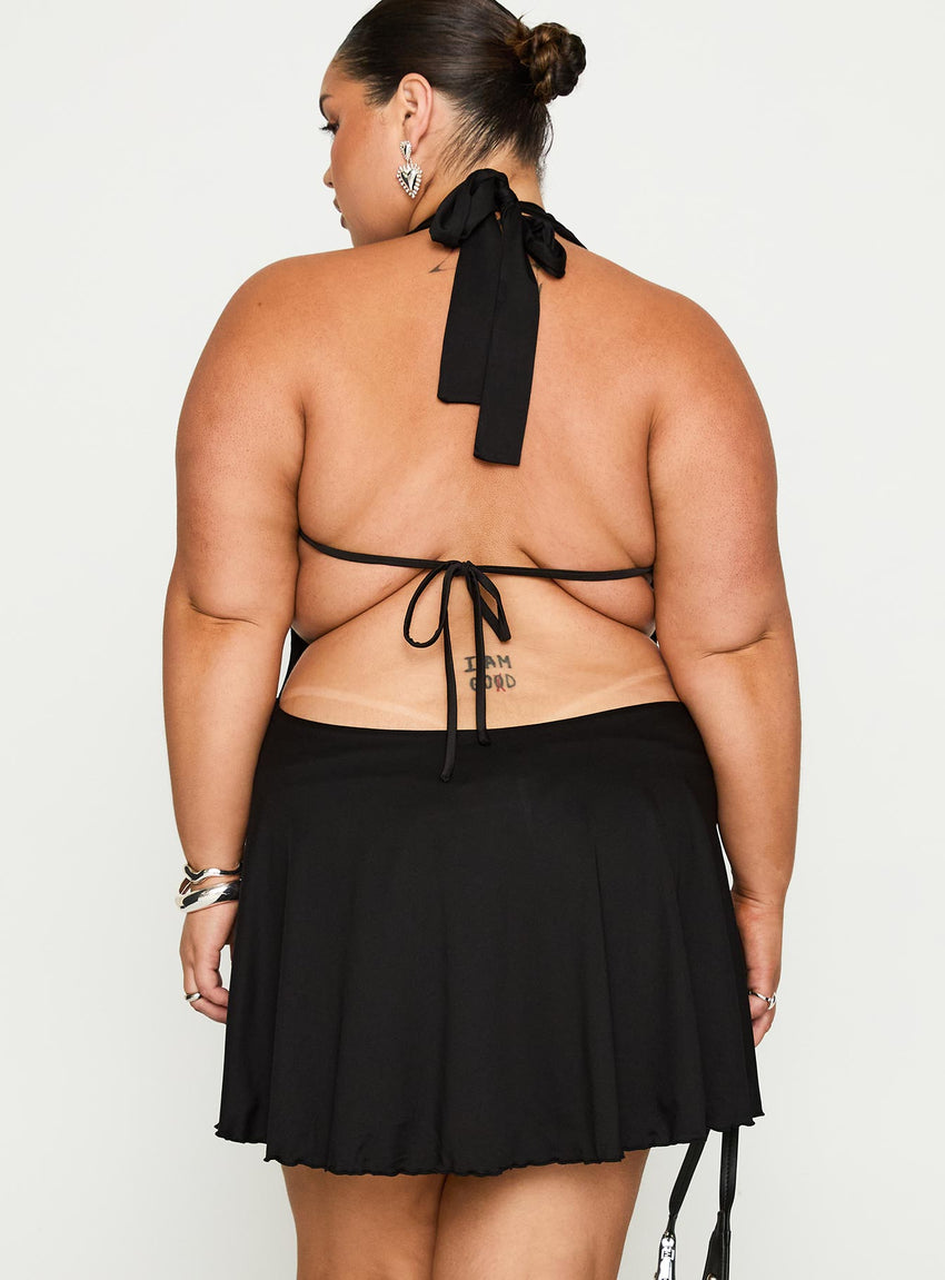Maeva Halter Mini Dress Black Curve