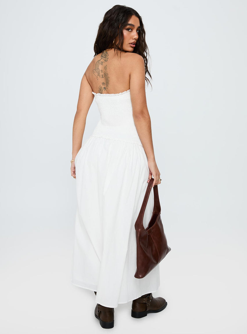 Tinsie Strapless Maxi Dress White