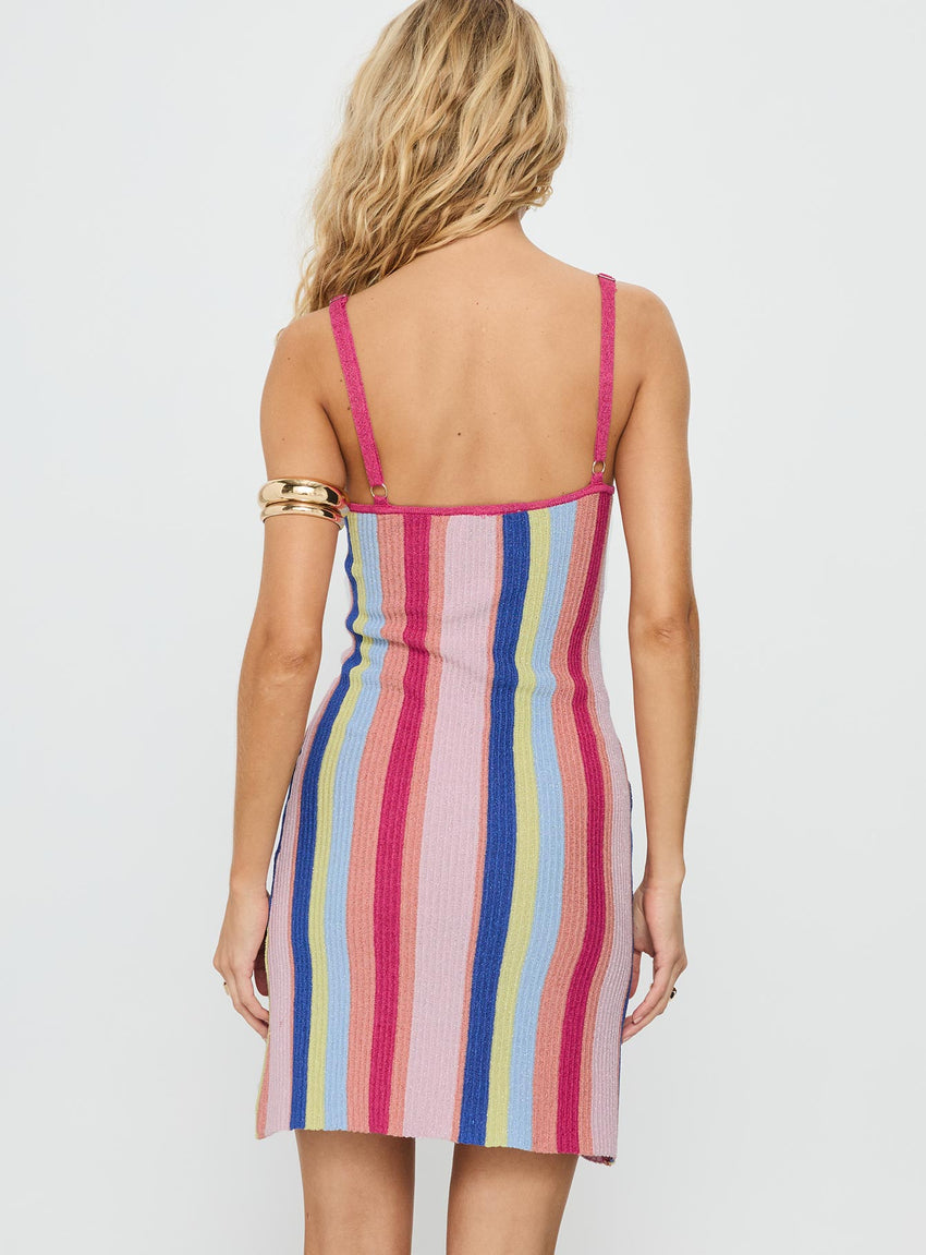 Yazmine Knit Mini Dress Multi Stripe