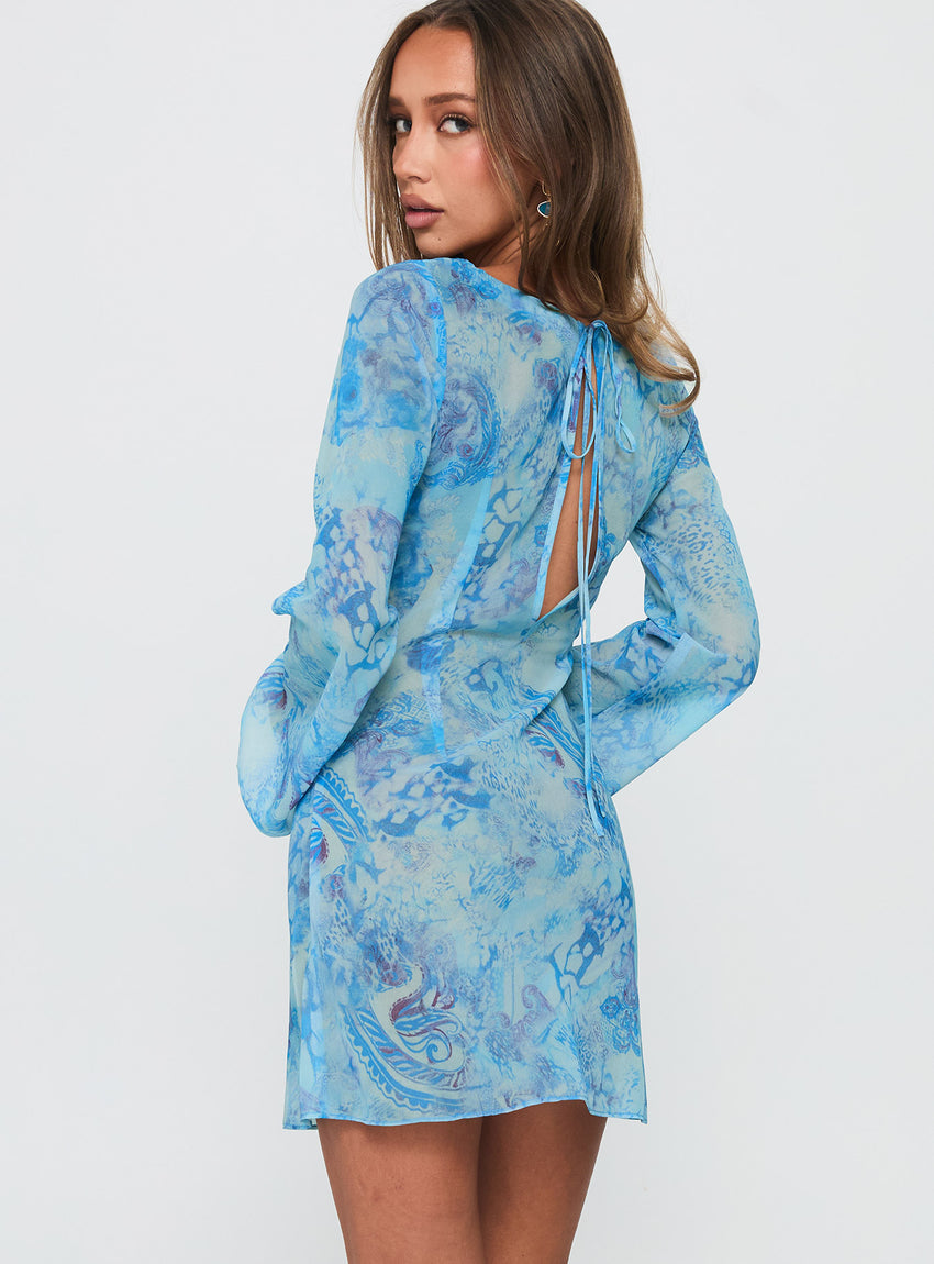 Wayfarer Shell Beach Cover Up Mini Dress Blue Multi