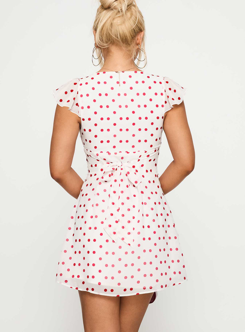 I Guess So Mini Dress White / Burgundy Petite
