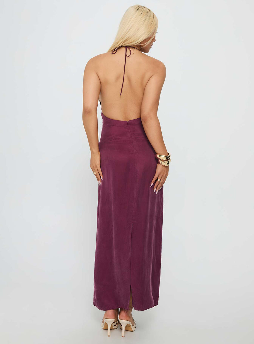 True Companion Halter Maxi Dress Berry
