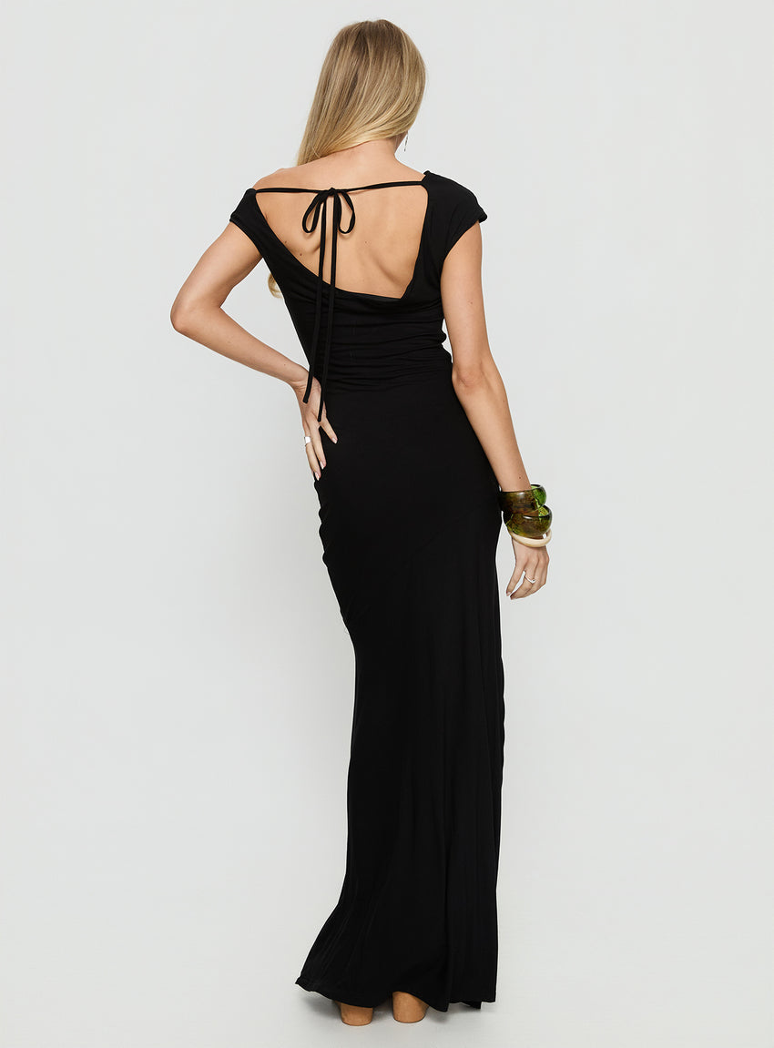 Corlee Draped Tie Back Maxi Dress Black