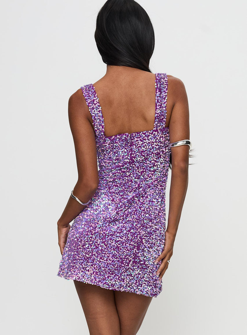 Miss Me Sequin Mini Dress Purple