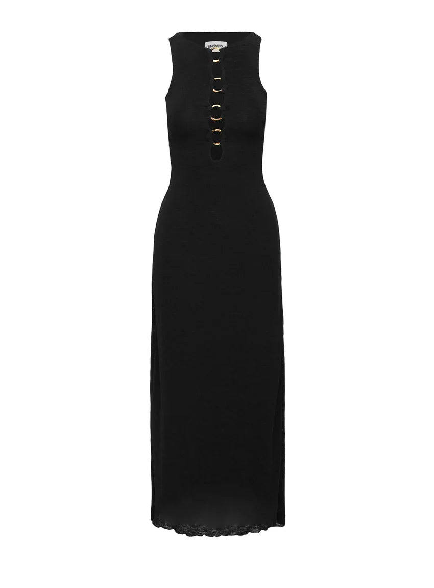 Dejonge Ring Sleeveless Maxi Dress Black