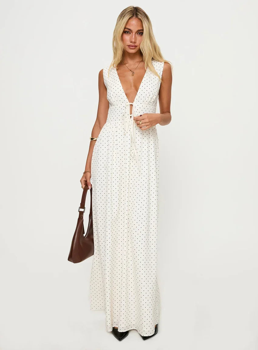 Pokey Maxi Dress Cream / Polka Dot