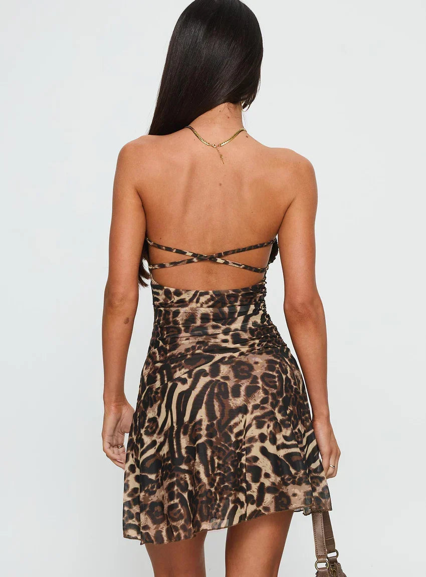 Confessions Strapless Mini Dress Leopard