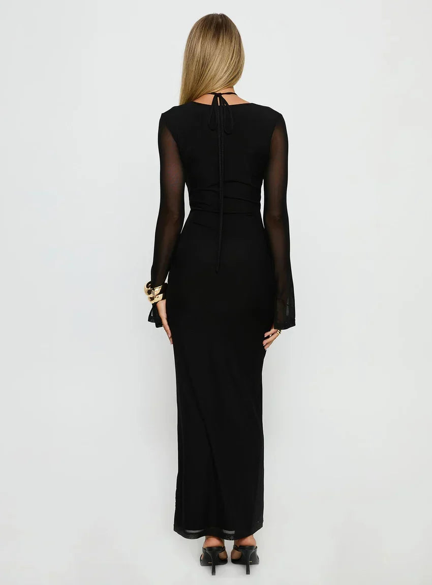 Ariadna Cut Out Long Sleeve Maxi Dress Black