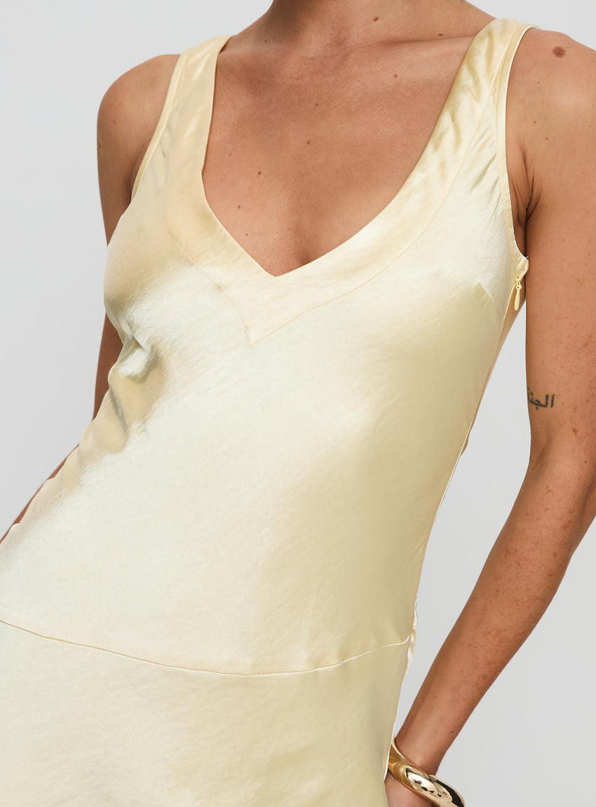 Kingslie Low Back Mini Dress Baby Yellow Petite