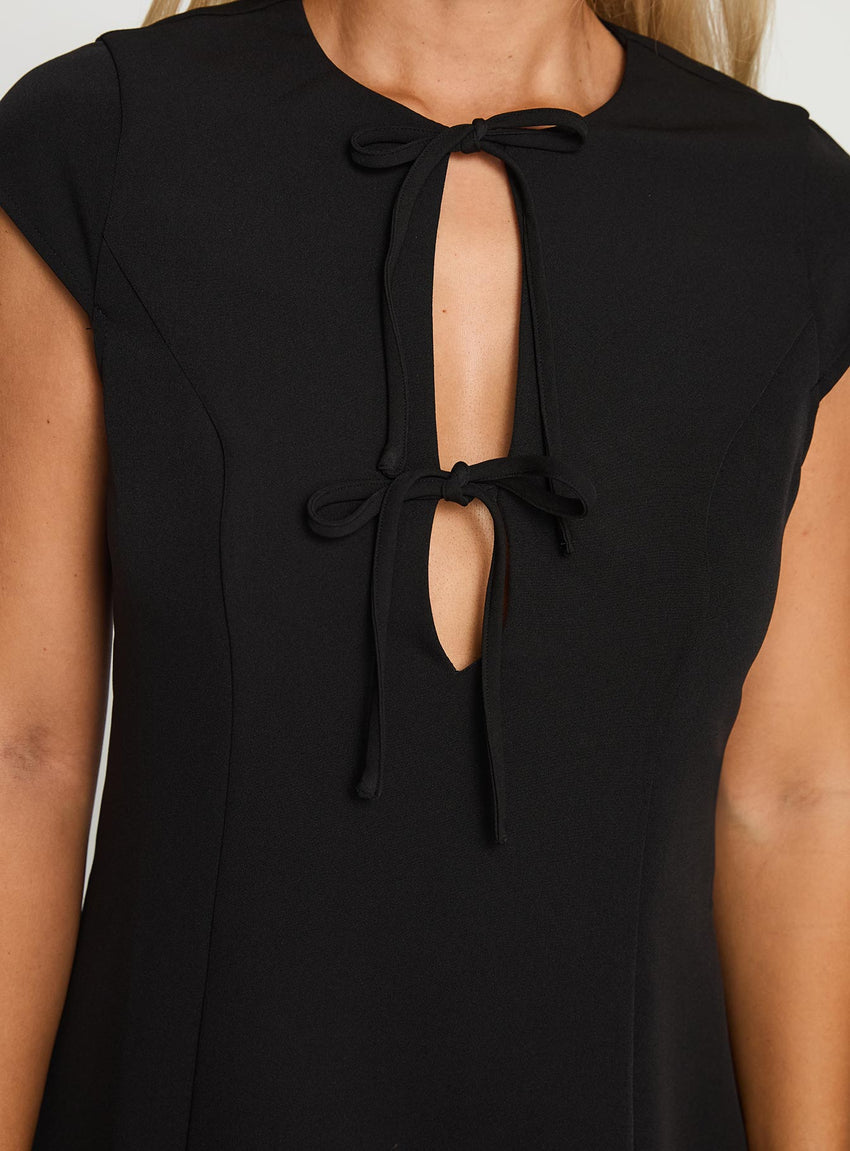 Adeleine Bow Mini Dress Black