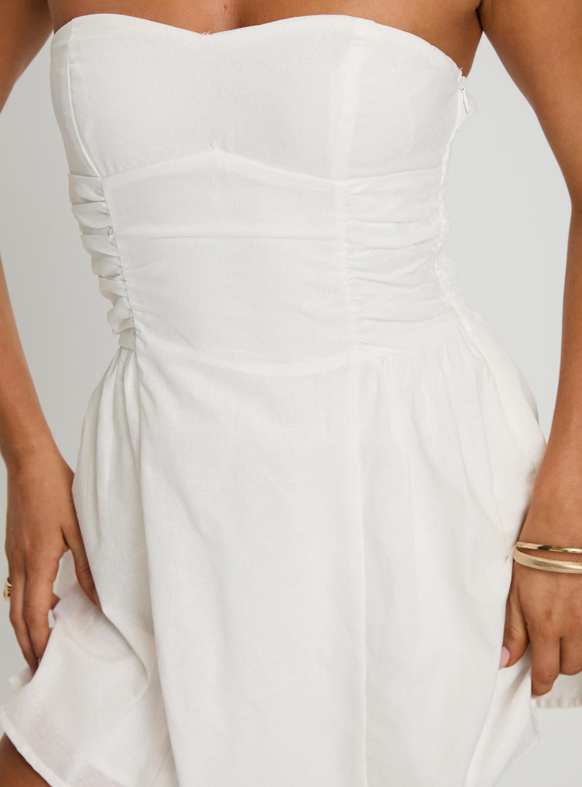 Sybille Strapless Mini Dress White