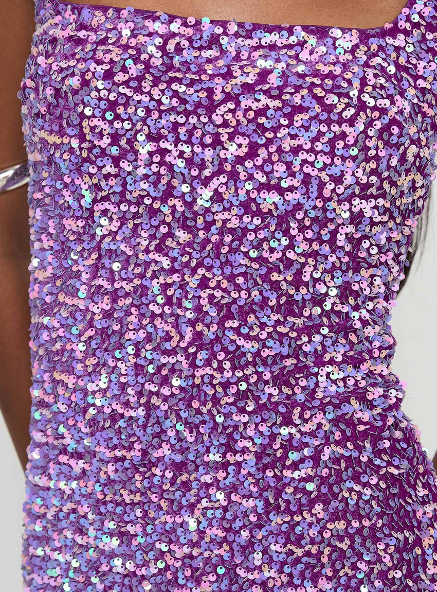Miss Me Sequin Mini Dress Purple