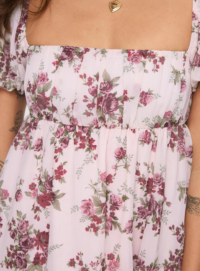 Let's Dance Mini Dress Cream Floral