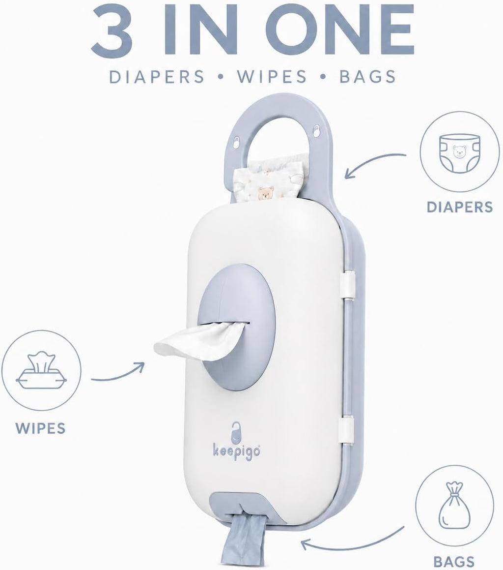 Portable Diaper Bag Wipe Dispenser – 3-in-1 Travel Baby Caddy Organizer