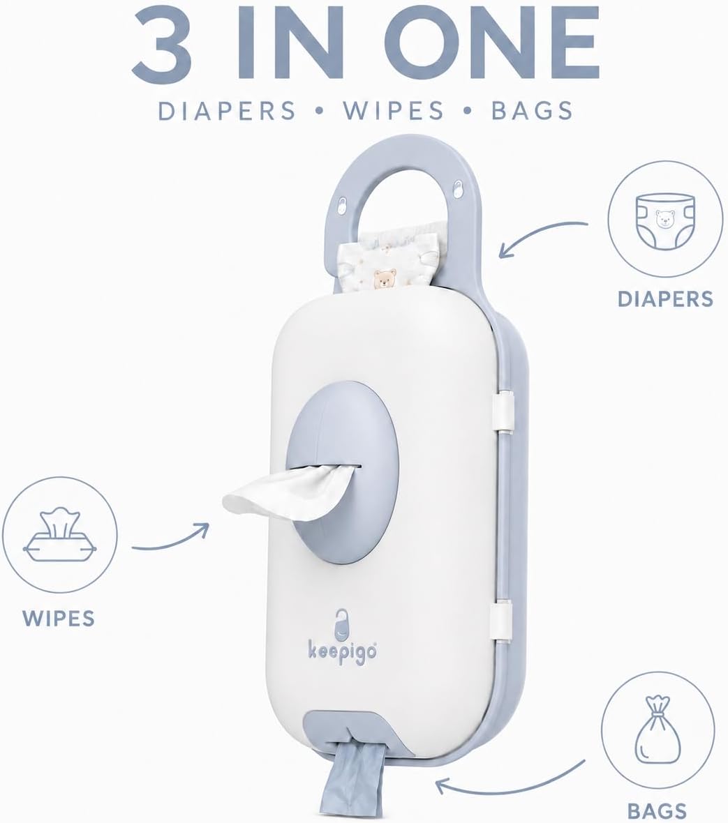 Portable Diaper Bag Wipe Dispenser – 3-in-1 Travel Baby Caddy Organizer