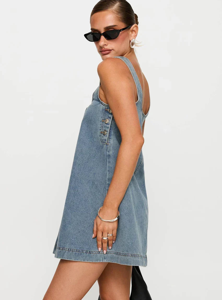 State Of Mind Mini Dress Blue Denim