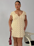 Just Me And You Frill Mini Dress Yellow Floral Curve
