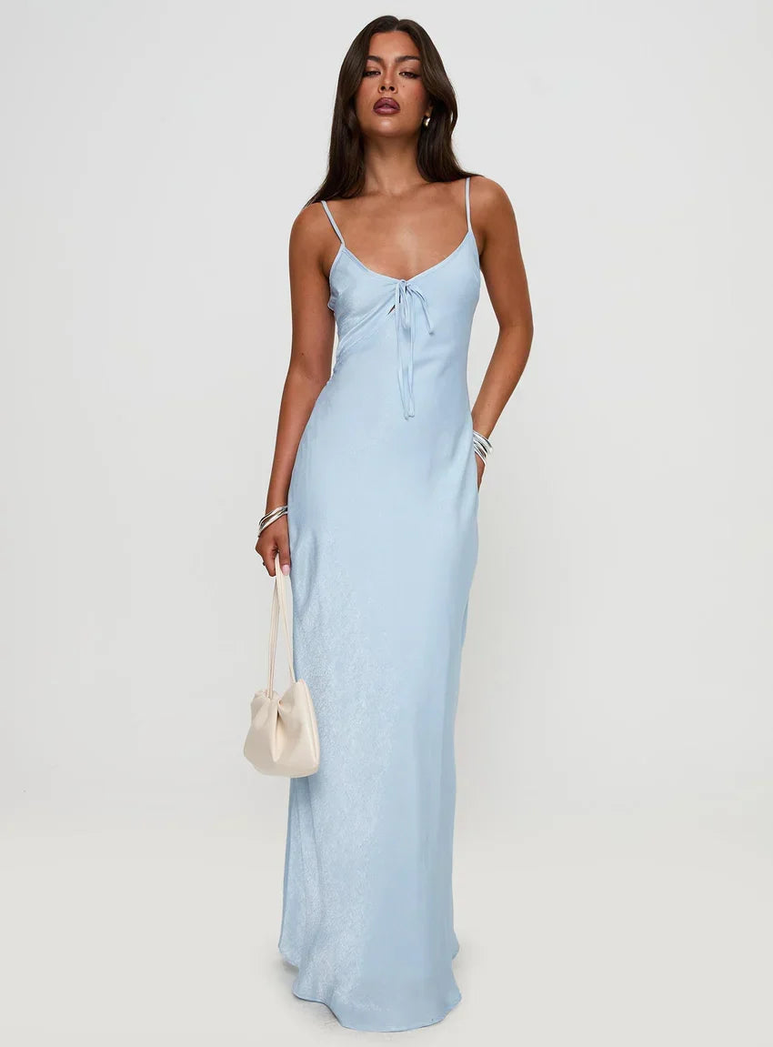 Linger Bias Cut Maxi Dress Blue