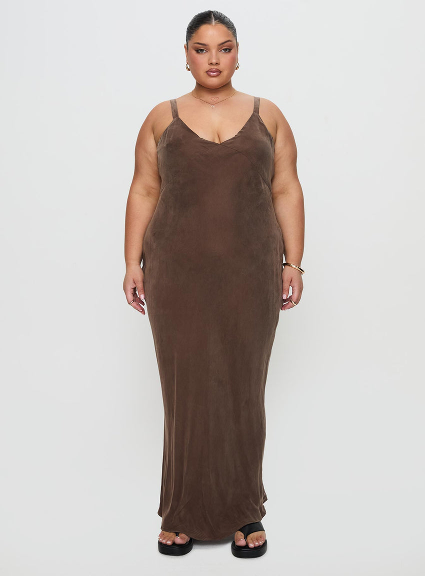 Laurette Maxi Dress Brown Curve